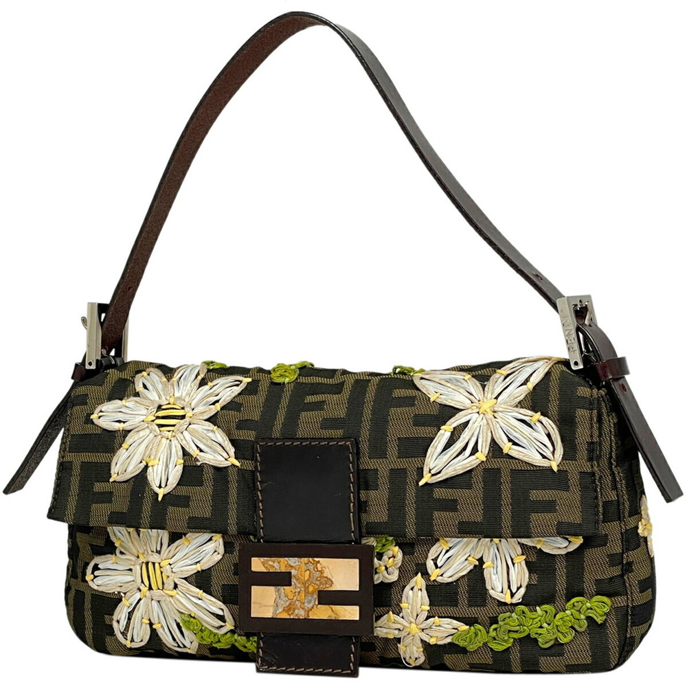 Fendi Zucca Mamma Bucket Floral Flower embroidered flower shoulder bag brown - Picture 1 of 7